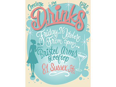 Happy hour flyer for Compass Group 2018 calligraphy hand drawn handlettering illustration lettering lettering artist procreate script typography
