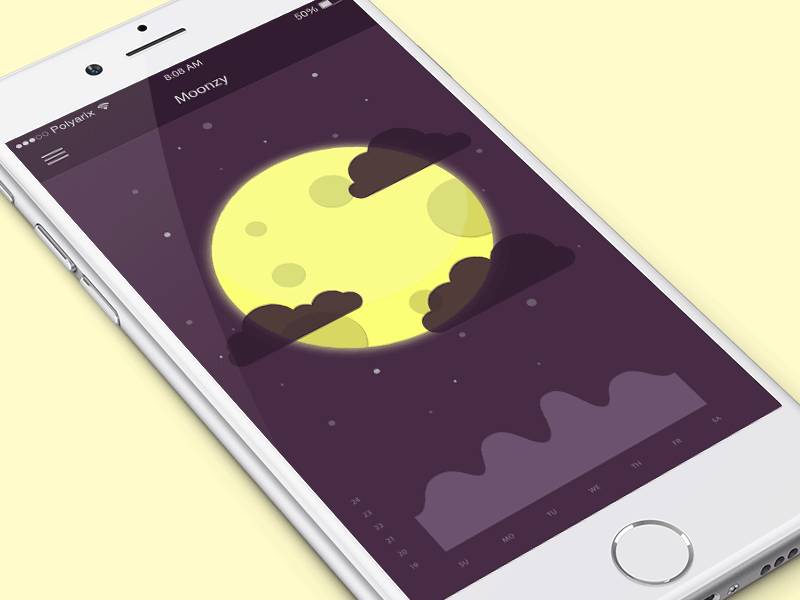 Moonzy App ux flat appdesign iphone ui moon application app ios