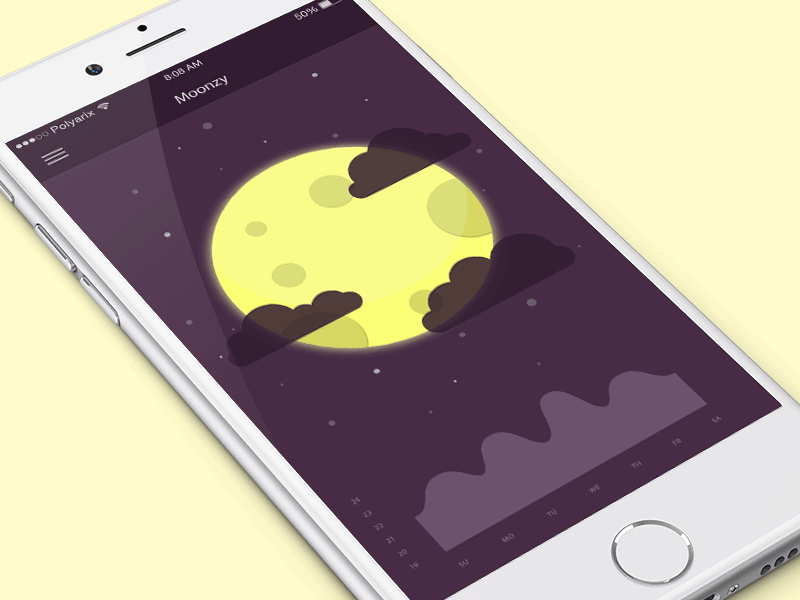 Moonzy App app appdesign application flat ios iphone moon ui ux