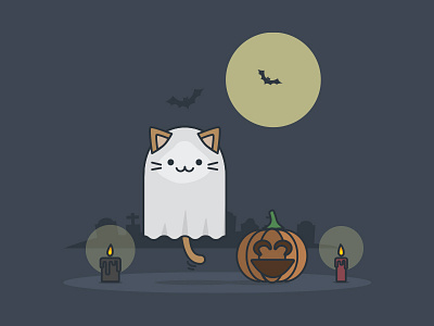 halloween at Yummypets bats candle cat ghost graves halloween night pumpkin