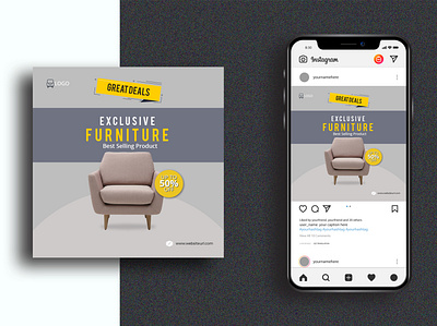 Exclusive Furniture Ad Design. branding instagram template