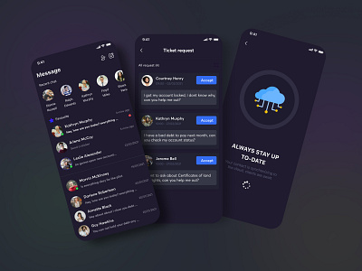 App mobile: Mbee smart customer service chat customerservice darkmode ui design