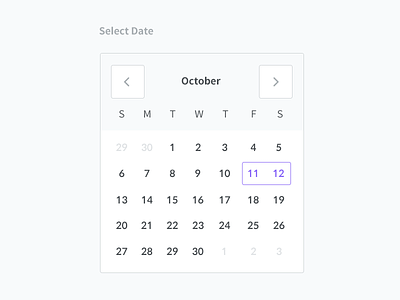 Inline calendar UI calendar date date-picker ui