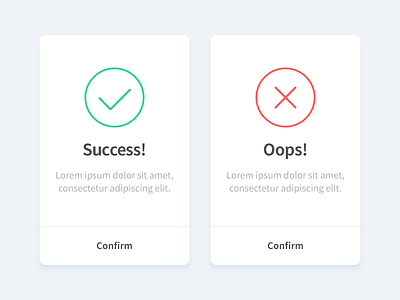 Success and fail icon with modals
