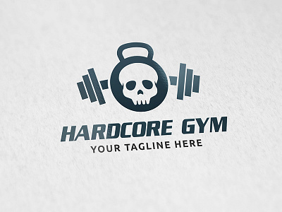 Hardcore Gym - Logo Template dumbbell fitness gym health skull
