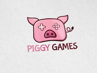 Piggy Games Logo fun game console game studio games logo gaming geek pig logo wild hog