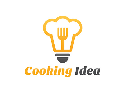 Cooking Idea Logo bulb chef cooking creative food fork idea inspiration light recipe
