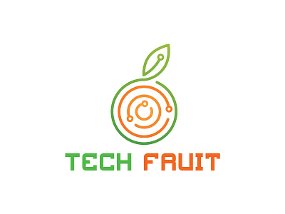 Tech Fruit Logo digital eco tech fresh fruit orange tech logo technology