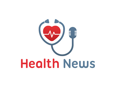 Health News Logo doctor feed health health care heart heartbeat hospital mic logo news pulse stethoscope