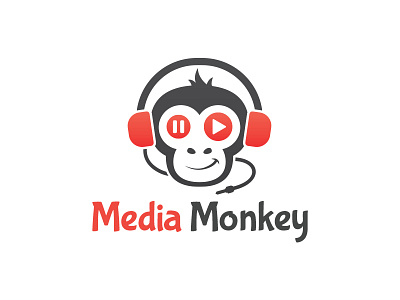 Media Monkey Logo gorilla headphone media media logo monkey monkey logo multimedia studio