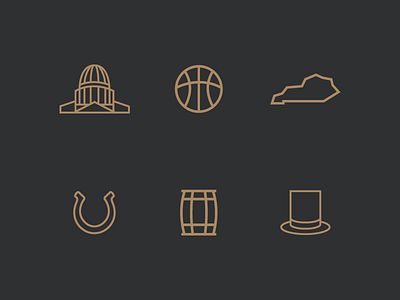 Kentucky Icons badge basketball bourbon branding horse icons illustration kentucky logo shape state