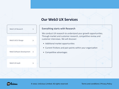 UX services and Footer section