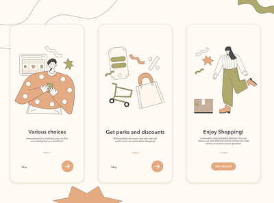 E commerce app onboarding screens app branding daily ui dailyui design illustration onboarding onboarding screens sign up sign up page ui ui ux ux