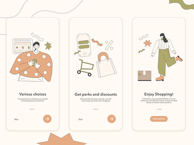 E commerce app onboarding screens