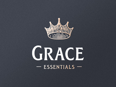 Grace Essentials badge bottle branding creative design crown design drink embroidery identity king label logo logotype mark vintage water
