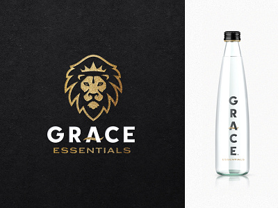 Grace Essentials badge bottle branding design icon identity lion logo mascot monarch water