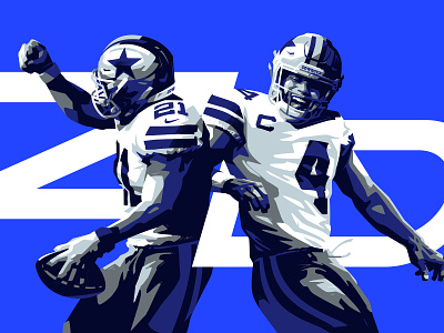 Dak & Zeke american art branding colorful cowboys design dlanid football identity illustration nfl nft portrait sport sports