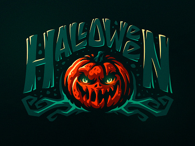 Happy Halloween Dribbblers! art dark dlanid evil halloween illustration logo mascot night pumpkin