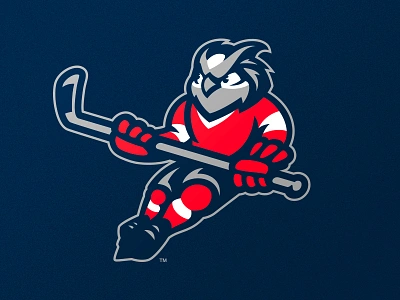 Owl branding dlanid hockey ice identity illustration logo mascot owl player sports stick