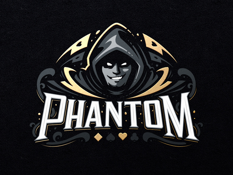 Phantom card poker hiwow illustration design dlanid sport logotype branding identity mascot sports logo smirk hood