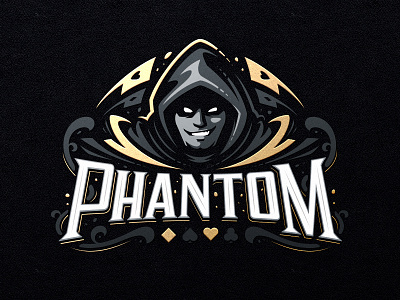 Phantom branding card design dlanid hiwow hood identity illustration logo logotype mascot poker smirk sport sports