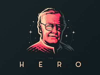 The Hero badge branding design dlanid fanart identity illustration lee logo mark marvel portrait stan stan lee stanlee