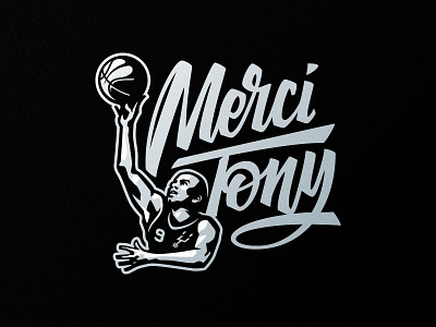 Merci Tony logo design badge basketball branding identity logo logotype merci tony mercitony nba sports sports logo spurs tony parker