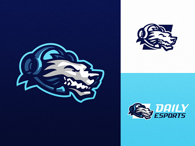 Daily Esports logo badge branding dlanid dog esports esports logo gaming headset identity illustration logo logotype mascot sport sports sports badge sports logo wolf wolf logo