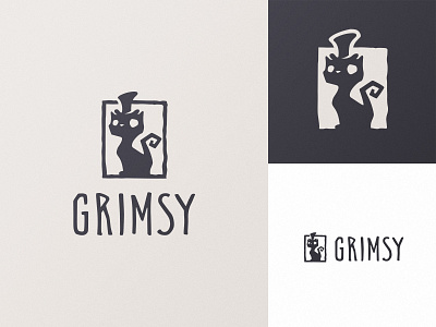 Grimsy badge branding cat cat logo film identity logo logotype movie produsction