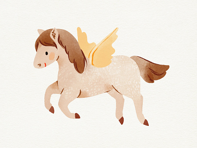 Watercolor Pegasus animal aquarelle baby children childrens illustration collection creative market fantasy animal hand painted horse illustration kids kids illustration licorne pegase pegasus unicorn vectors watercolor watercolour