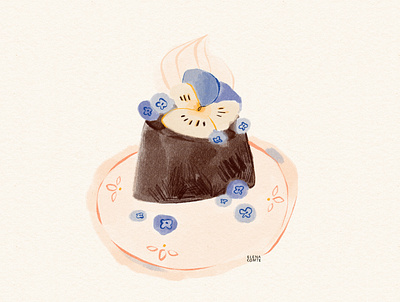 Blueberry Cake Digital Gouache Exercice art blueberry cake brush strokes cake illustration colored pencil coloured pencil dessert illustration digital gouache experiment flat design food art food illustration gouache gouache exercice mimic traditional media organic look painting sketching sketchy look traditional media