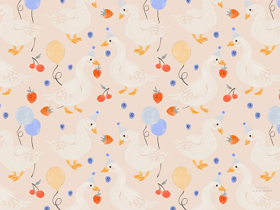 Watercolor Geese Pattern baby bird pattern children childrens illustration goose gouache bird gouache painting illustration kids kids illustration kids pattern nursery pattern design seamless repeat watercolor bird watercolor painting