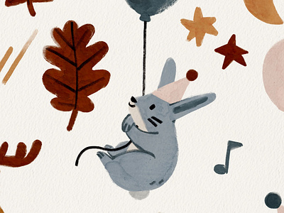 Bunny Flying with a Balloon