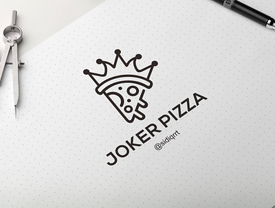 crown pizza design icon illustration logo minimal typography