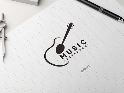 music restaurant art clean design flat graphic design icon illustration logo minimal typography