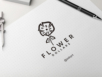 flower money art clean design flat graphic design icon illustration logo minimal typography