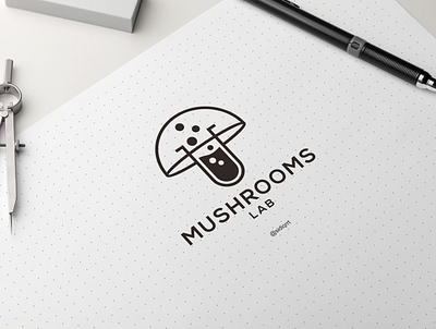 lab mushrooms art branding design flat graphic design icon illustration logo minimal typography