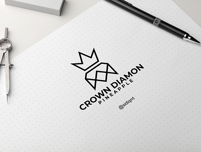 crown diamon pineapple art clean design graphic design icon illustration logo minimal typography vector