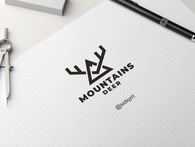 deer mountains art branding clean design flat graphic design icon illustration logo minimal typography ui ux vector