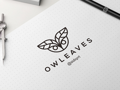 owl leaves art branding clean design graphic design icon illustration logo minimal typography