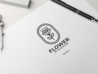 diamond flower art branding clean design graphic design icon illustration logo minimal typography