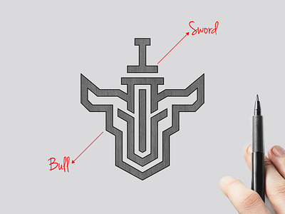 sword bull branding design graphic design icon illustration logo minimal typography ui vector