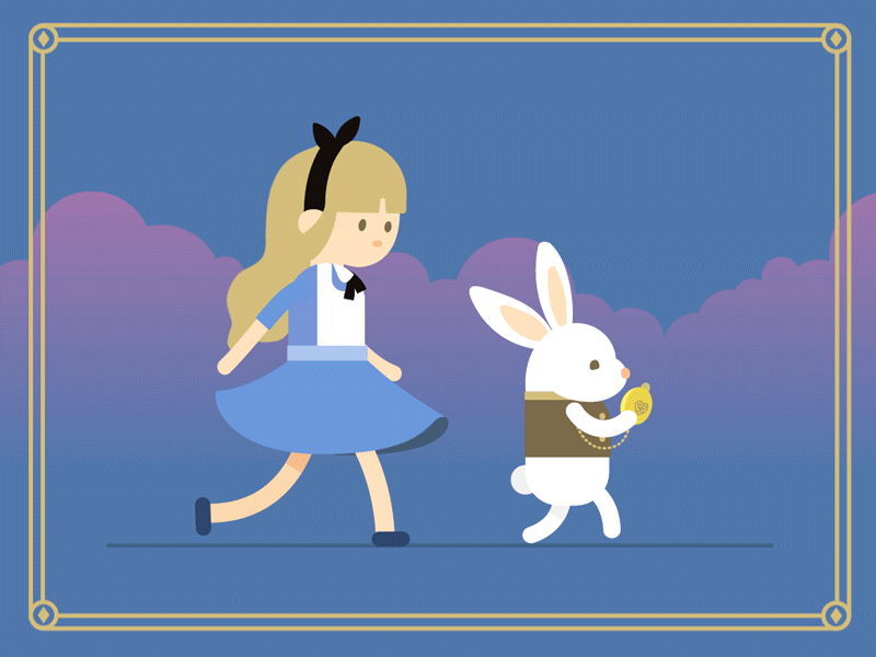 Follow the white rabbit after effects alice animation character character design graphic graphic design illustration motion graphics rabbit walking