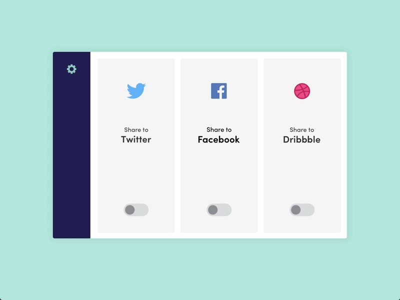 Daily UI #007 - Settings animation dailyui desktop dribbble facebook interaction motiondesign setting share toggle twitter ui