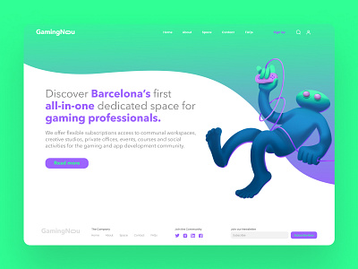 Gaming Nou - Landing Page 3dwebsitedesign barcelona characterdesign creativecloud graphic design illustration landingpage lettering ui uidesign webdesign