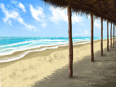 Sea beach background design digital art environment design illustration