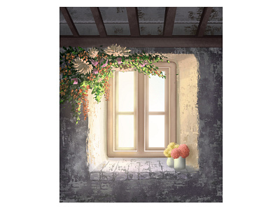 Flower window digital art flower flower illustration illustration