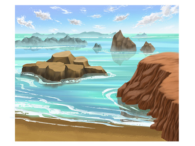 Sea rocks background design digital digital art drawing environment design illustration rock