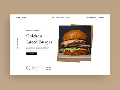 A landing page for a food site