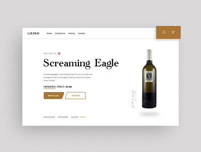 Product page for a wine website design desktop ui ux